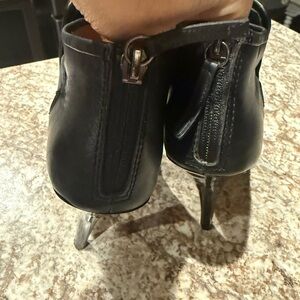 L.A.M.B. Black Leather Ankle-Zip Stiletto Heels